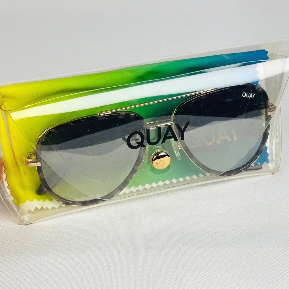 Luxe Quay All In Tortoise Aviator Sunglasses Gold w/ Brown Fade Gradient Lenses